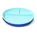CB Eat Non Skid Silicone Divided Plate • Baby Toddler • 100% Non-Toxic • Stay Put Non-Skid Bpa Free Heavy Duty Silicone Plates (Set of 2) by Chewbeads, Turquoise/Cobalt