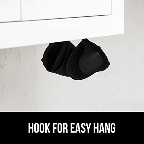 Gorilla Grip Heat And Slip Resistant Silicone Mini Potholders Mitts, Oven Mitt Gloves, Bpa-Free, Textured Design, Better Grip, Hot Plate Holder, Kitchen Finger Grips, Cooking, Waterproof 2 Set, Black #TOP7