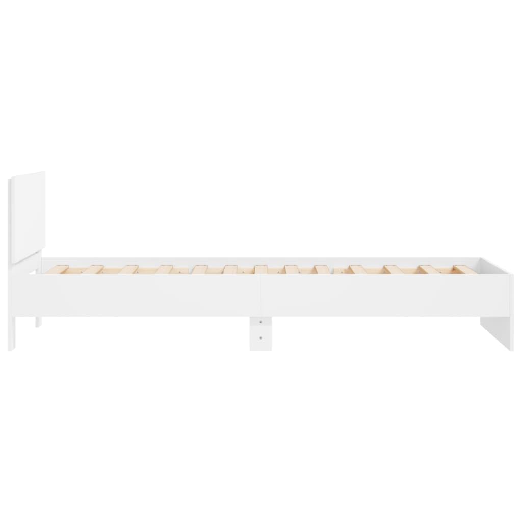 vidaXL Bettgestell, Bettrahmen mit Lattenrost, Bett Gästebett mit Kopfteil, Einzelbett Schlafzimmerbett Schlafzimmermöbel, Weiß 100x200cm Holzwerkstoff