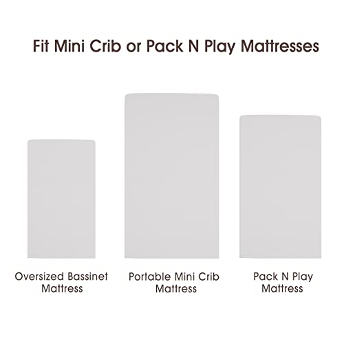 Phf Soft Mini Crib Sheets Set, 2 Pack Silky Comfy Pack N Play Sheets For Boys Girls, Universal Fit For Pack N Play, Playard And Mini Crib Mattresses, White & Light Grey #TOP5