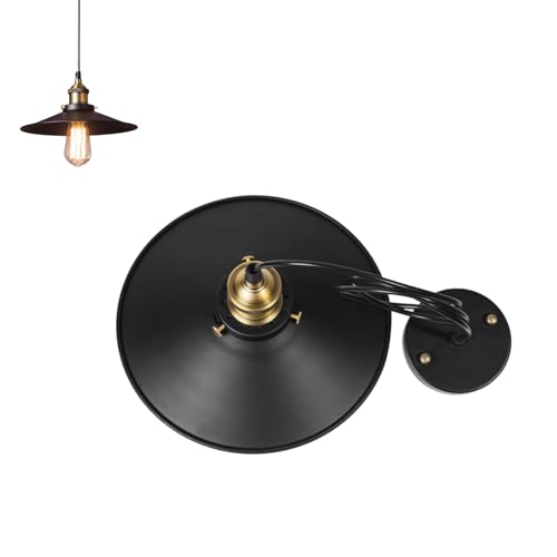 Veemoon Suspension Plafond RéTro Noir Metal Industriel Design Edison Vintage Luminaire Lustre ExtéRieur Abat-Jour Personnalité Lustre Comptoir De Bar Pour Salon Salle à Manger Bar (30 Cm Sans