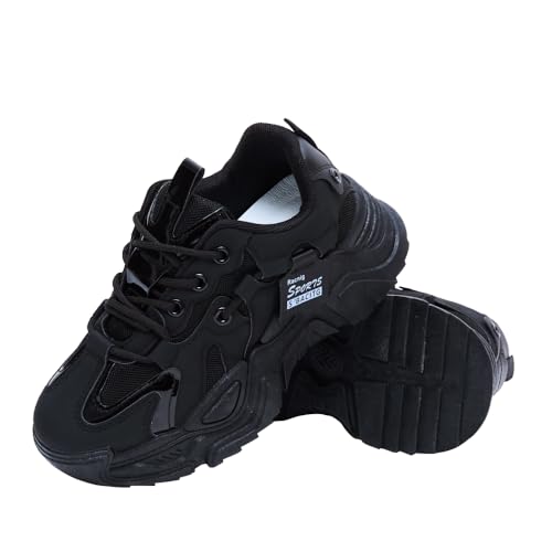 Chunky Sneakers for Women,Anti Slip Fashionable Retro Height Increasing Lace up Shoes,Breathable Verastile Casual Style