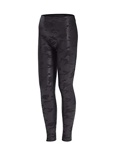 HUE Girls' Big Faux Leather High Rise Leggings, Black Camo, XL
