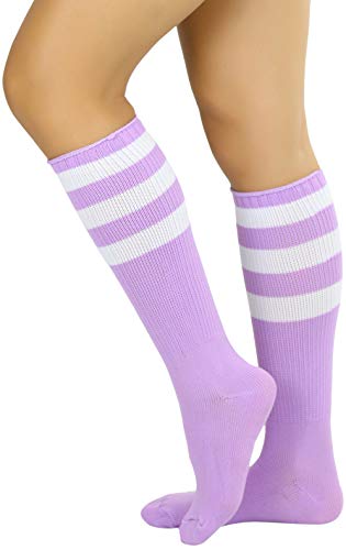 Image of ToBeInStyle Women's Premium Below Knee Athletic Socks w /Contrasting Wide Stripes