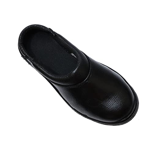 Image of Kitchen Chef Clogs Shoes Male with Genuine Leather Upper Steel Toe and Anti Kid PU Sole with Injection molding