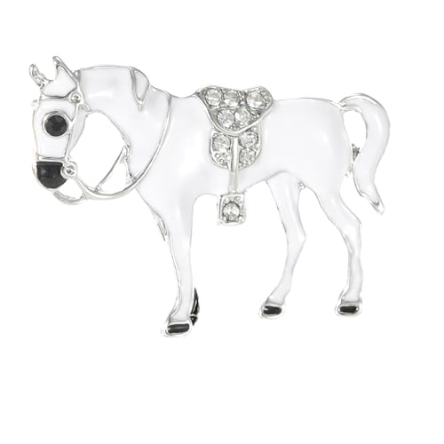 Image of Dreuyet Horse Brooch Pin Horse Racing Suit Lapel Pin for Women Men Rhinestone Antique Gold Horse Animal Brooch Clothing Outfits Accessory Jewelry