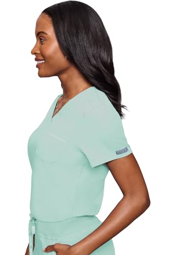 Image of Med Couture Touch Women's Scrub Tops V-Neck Tuck-in Top with 1 Pocket | Slim Fit, Touch Performance Fabric, Stretchy Rib-Knit Shoulders, Bungee Loop, 2-Way Stretch, Lightweight, for Long Shifts
