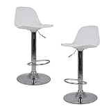 MIREL Bancos para Bar y Barra de Cocina con Respaldo y Reposapies de Altura Ajustable - Taburetes de Bar Giratorios con...