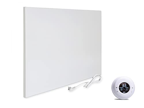 VIESTA® H400 Calefacción por infrarrojos 400 W – Panel 60×60 cm, Carbon Crystal, sin marco, pared/techo, IP20, TÜV/GS, protección contra sobrecalentamiento, incl. termostato inalámbrico TH20