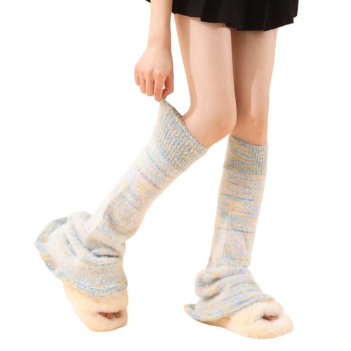Image of WODECASA Girls Kawaii Leg Warmers Knitted Flared Leg Sleeves Goth Crochet Baggy Cuff Ankle Heap Socks