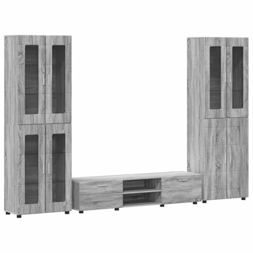 vidaXL Conjunto de Mueble de TV Gris Sonoma Madera de ingeniería, Armario Moderno y Amplio, Ideal para Almacenamiento, diseño Rectangular, Mueble Duradero para el salón