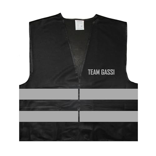 Team Gassi Hunde Warnweste BZW. Signalweste mit reflektierendem Aufdruck - Größe L/XL, Schwarz