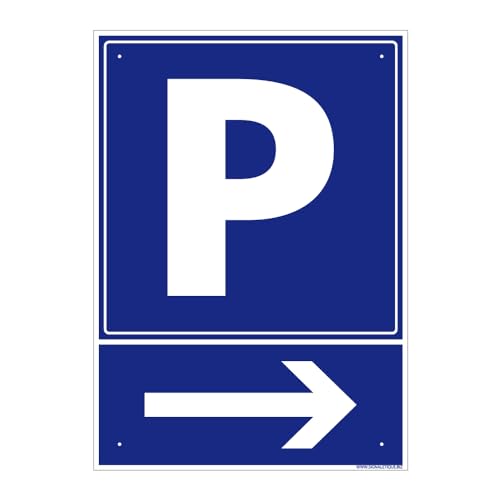 Panneau Parking Flèche À Droite Pvc 1 Mm - 300 X 420 Mm Signalisation Rectangulaire Prépercée Avec Kit De Fixation Fabrication Française