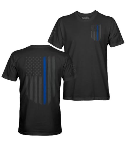 Blue Line Flag USA Support Mens Stealth T-Shirt (Black XL)