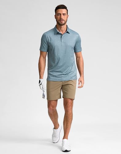 Image of Obla Mens Golf Polo Shirts Short Sleeve Dry Fit Performance Moisture Wicking Casual Print Collared Golf Shirts for Men