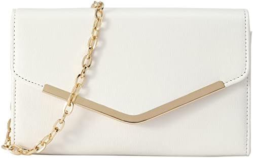 Autumnwell Clutch Purse Evening Bag for Women，Envelope Handbag With Detachable Chain for Wedding and Party（white）