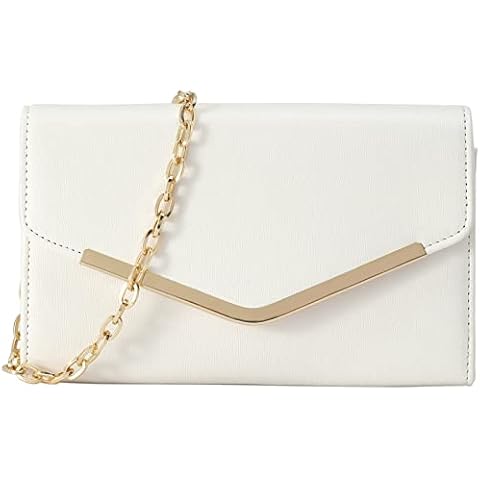 Autumnwell Clutch Purse Evening Bag for Women，Envelope Handbag With Detachable Chain for Wedding and Party（white） Cover