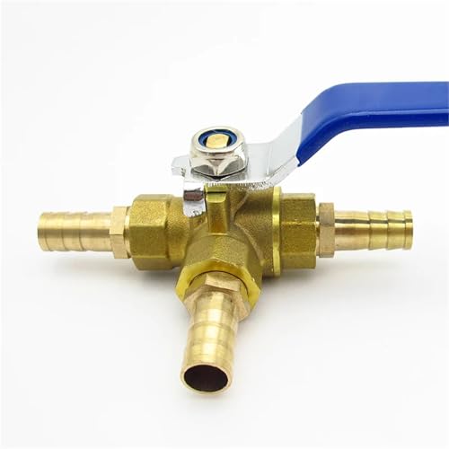 Válvula de bola de latón de 3 vías en T con conector de espiga de 19mm 3