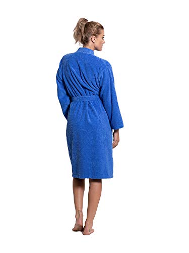 Image of Turkuoise Soft & Absorbent Towel Robe, 100% Cotton Turkish Terry Cloth Kimono Bathrobes for Women
