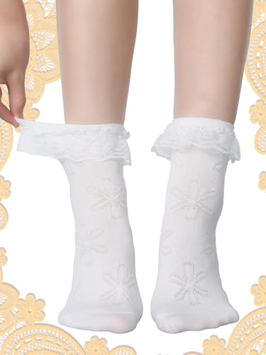 6 Pairs Women's Ruffle Ankle Socks - Lace & Frilly Cute Breathable Thin Cool Casual Socks2