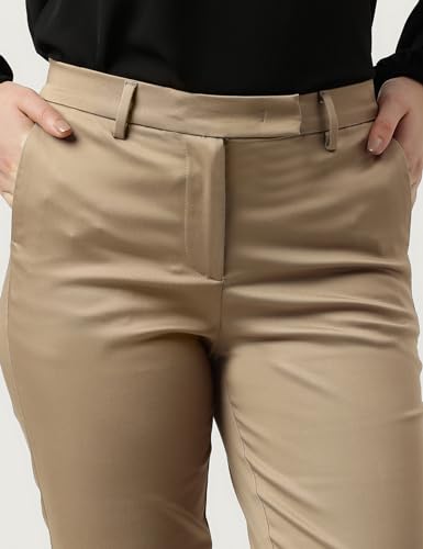 Image of Marks and Spencer Womens Cotton Mix Plain Slim Fit Trousers T59 5757K 16 REG Coffee