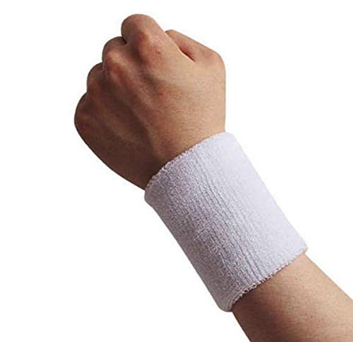 Image of Play2Fit 4 Cotton Wristband (2 Pair) Soft Sweatband For All Sport, Stretchable, Sweat Absorbent Supports Wrist Made In India (Plain White, 5)