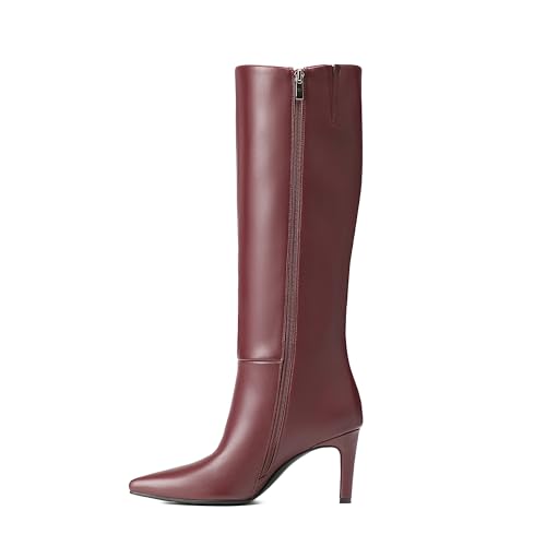Reitoye Knee High Boots Women Sexy Pointed Toe Stiletto Tall Boots Side Zipper Dress Fashion Boots Shoes4