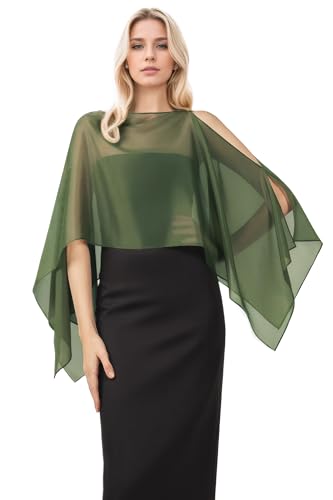 Coucoland Shawl Wraps for Women Sheer Chiffon Shawl Elegant Soft Wraps for Evening Dress Wedding Party (Green)