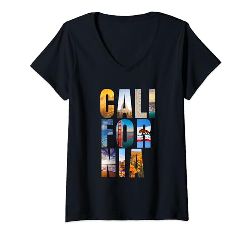Femme California Republic Bear CA State Apparel pour femmes, hommes, enfants T-Shirt avec Col en V