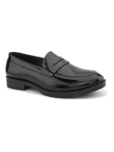 Image of STANPHORD Men Formal Loafer Shoes | Metal Accent Slip-On Moccasins | PU Leatherette Cushioned Anti-Slip | Office Party Business Wear (TPSL 25026)