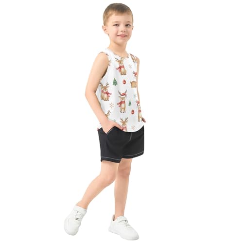 J JOYSAY Christmas Deer Snowflakes Boys Tank Top Sleeveless Muscle Shirts Quick Dry Active Sport Workout Kids T-Shirts 3-15T4