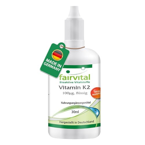 Fairvital | Vitamin K2 MK-7 Tropfen 100µg - 30ml - All-Trans Gehalt mind. 99,5% - Natürlich und...