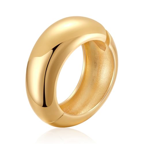 YBMYCM Chunky Gold Cuff Bracelet for Women Trendy Wide 18K Gold Bangle Bracelet Wrist Cuff Wrap Bracelet Minimalist Costume Jewelry