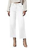 Bbkkuck Wide Leg Jeans for Women High Waisted Stretchy Cropped Denime Pants Straight Leg Flare Baggy Jeans White