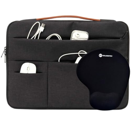 Case Notebook Goldentec 15.6' Preto e Laranja com Bolsos Organizadores + Mousepad Comfort com Apoio em Gel – Proteção Elegante, Conforto Ergonômico e Praticidade para o Dia a Dia