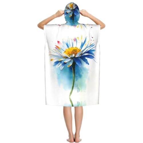 Poncho à capuche microfibre floral pour se changer facilement à la piscine