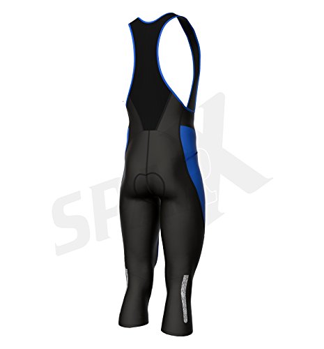 Sparx Men's Thermal 3/4 Cycling Bib Shorts Roubaix Winter Cycling 3 Quater Bib Tight Bibs Knicker Padded (Blue, 2XL) - Thumbnail 4