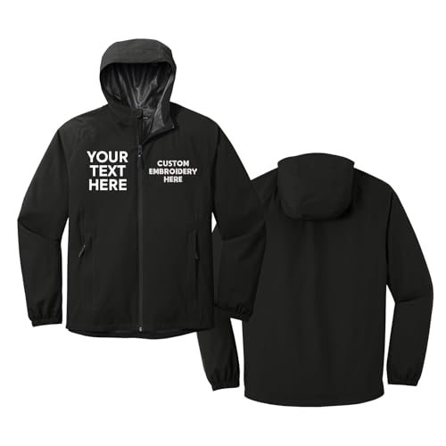 Lightweight Men Rain Jacket Custom Logo Embroidery, Personalized Waterproof/Wind Resistant Jacket, Customized Full Zip