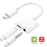 for iPhone Adapter to 3.5 mm Headphone Jack Dongle Accessory AUX Audio Charger Adapter,2 in 1 Earphone Audio Jack Cable Support Compatible for iPhone 7/7 Plus/8/8 Plus/X/XR/XS MAX Support All iOS