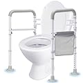 Yualtmz Toilet Safety Rails-Adjustable Toilet Safety Frame, FoldableTtoilet Support Rails with Handles, Heavy Duty Toilet Handles for Elderly, Seniors, Handicap & Disabled-Fits Most Toilets(300 LB)