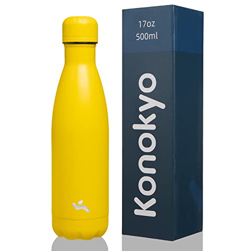 Image of Konokyo Insulated Water Bottles,17 oz Double Wall Stainless Steel Vacumm Metal Flask for Sports Travel,Yellow