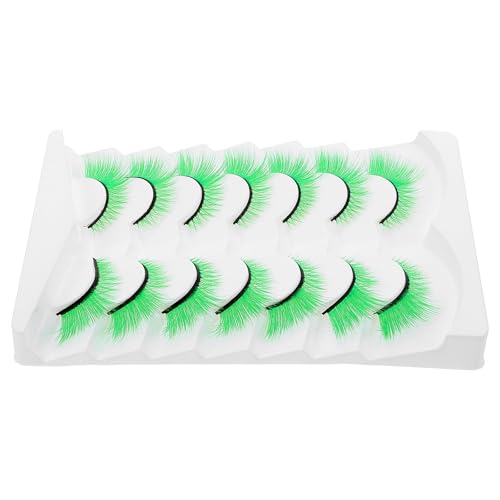 VICASKY Pestañas Postizas Verdes Voluminosas para Escenario y Cosplay, 7 Pares para Fiestas de Halloween y Día de San Patricio, Diseño Irlandés, Duraderas y Cómodas de Usar