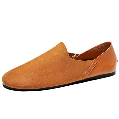 Myallfeet Men's Fashion Suede Overlay Soft Bottom Breathable Loafers Shoes Deluxe Comfortable Soft Leather Non-Slip Casual Shoes