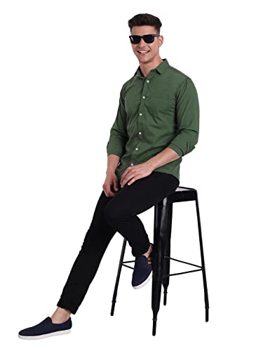 Image of Majestic Man Solid Slim Fit Casual Shirt for Men