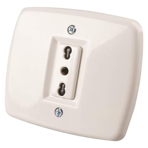 POLY POOL | PP0137X Presa Corrente Elettrica a Incasso Bivalente per Spina Italiana 10A - 250Vcolore Avorio - con Scatola Rettangolare per Fissaggio - Made in Italy