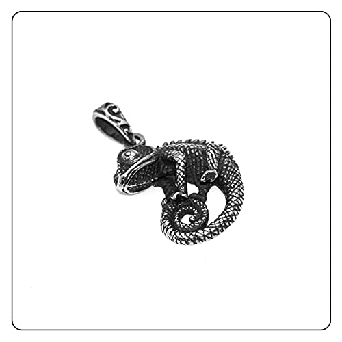Punk Titanium Steel Animal Lizard Pendant Necklace,24" Box Chain3