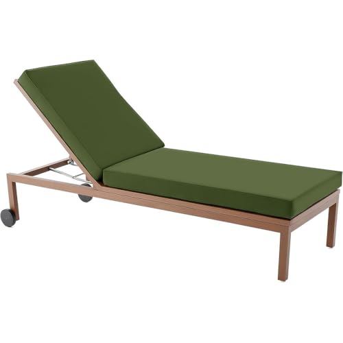 Cojín reclinable para exteriores verde militar de 188x58x10 cm 2