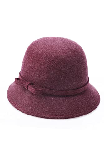 Women's Cloche Hat 1920s Winter Bucket Hat Vintage Church Elegant Flower, Mixpurple, One size
