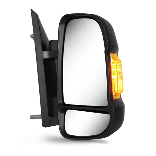 Image of Sanooer Wing Mirror Driver Side Short Arm Compatible with 2006-2023 Fiat Ducato Peugeot Boxer Citroen Relay 2022-2024 Vauxhall Movano MK3 Right Heated Door Mirrors with Temp Sensor Turn Signals