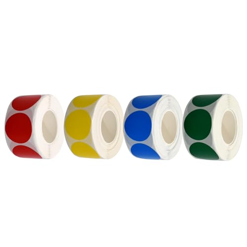Pegatinas Redondas Colores 4 Rollos Rojo, Amarillo, Verde, Azul Removibles E Impermeables Papel De Cobre Etiquetas Adhesivas Codificación 500 Pegatinas Por Rollo